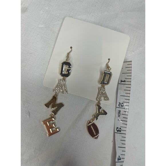 NWT Game Day Earrings College Football Dangle Gold Rhinestone - Picture 5 of 5